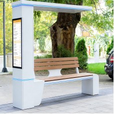 Умная городская скамья на солнечных батареях с Wi-Fi, LED-рекламным экраном и рабочей зоной