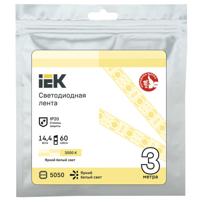 Светодиодная лента LED IEK 3м LSR-5050WW60-14,4-IP20-12В