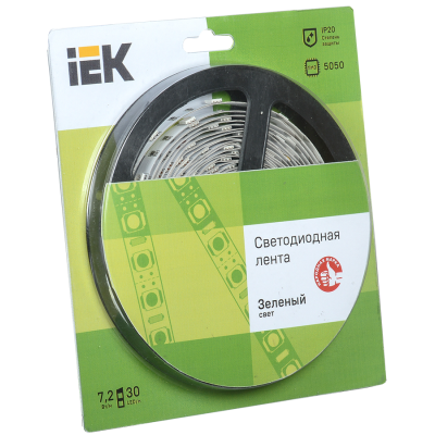 Светодиодная лента LED IEK 5м  блистер  LSR-5050G30-7,2-IP20-12V зеленая