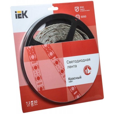 Светодиодная лента LED IEK 5м  блистер  LSR-5050R30-7,2-IP65-12V красная