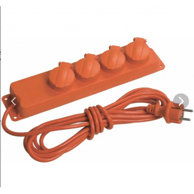 Удлинитель У04В 4 места с защитными крышками IP44 2P+PE/5метров 3*1мм2 16А/250В ИЭК