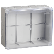 Коробка IEK КМ41278 распаячная для о/п 240х195х165 мм IP55 (RAL7035, прозр. кр., кабельные вво (Арт: UKO10-240-195-165-K51-55)