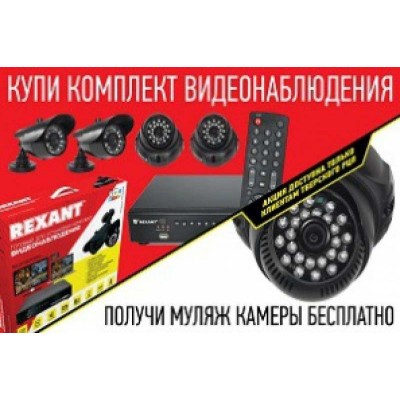 Комплект видеонаблюдения 4 наруж. камеры (с жестким диском 500Гб) Rexant 45-0113